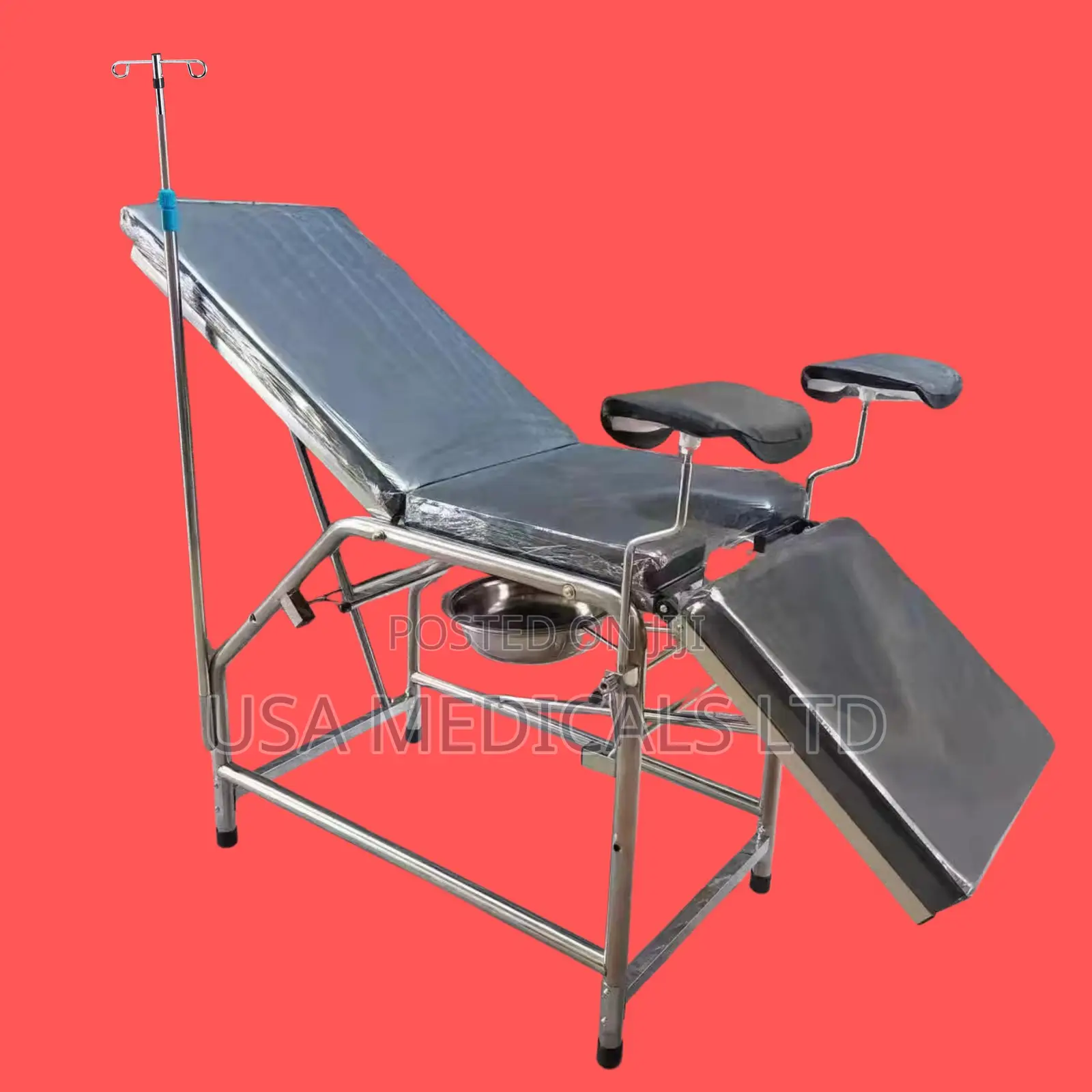 Delivery Bed With Drip Stand (Stainless Steel Adjustable)