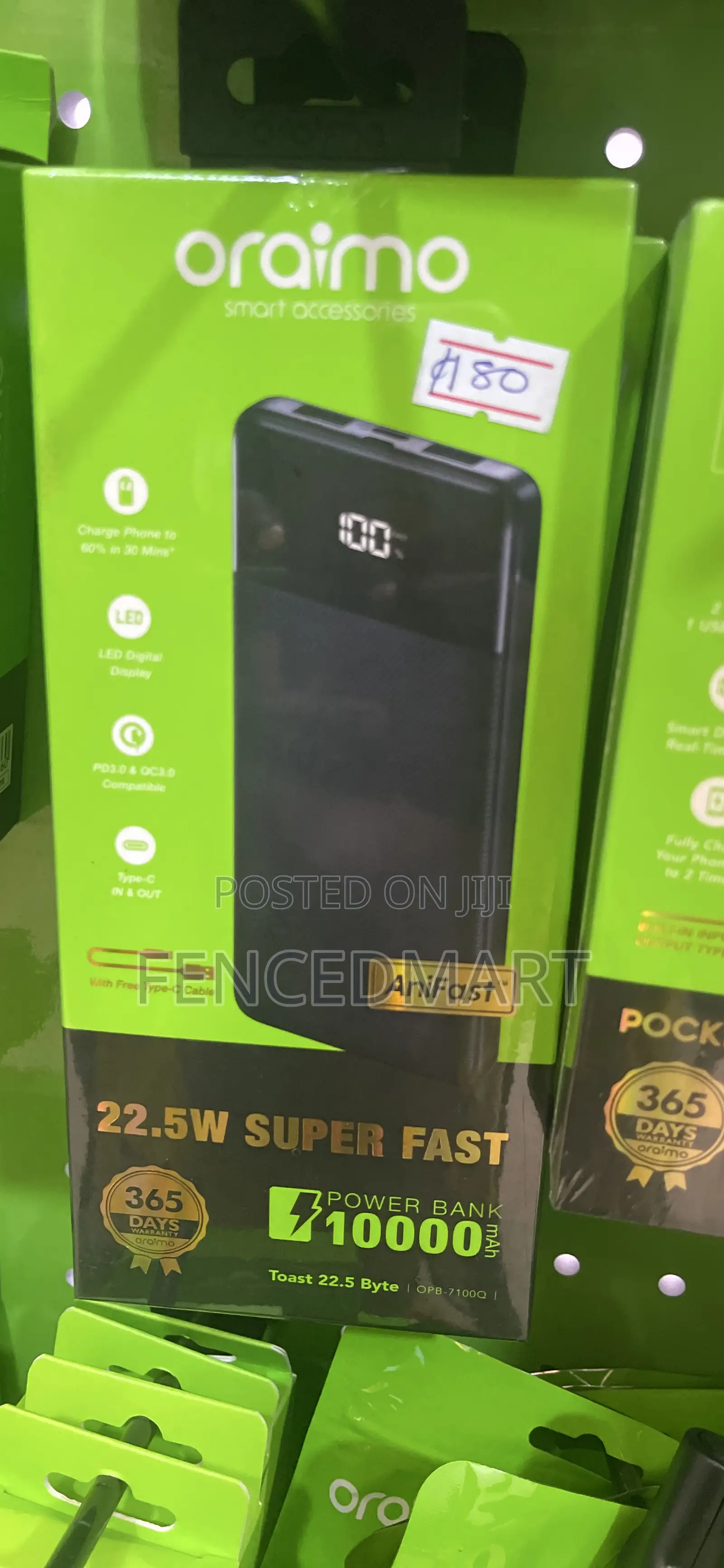 Oraimo Toast 22.5 Byte 10000mAh Fast Charging Power Bank