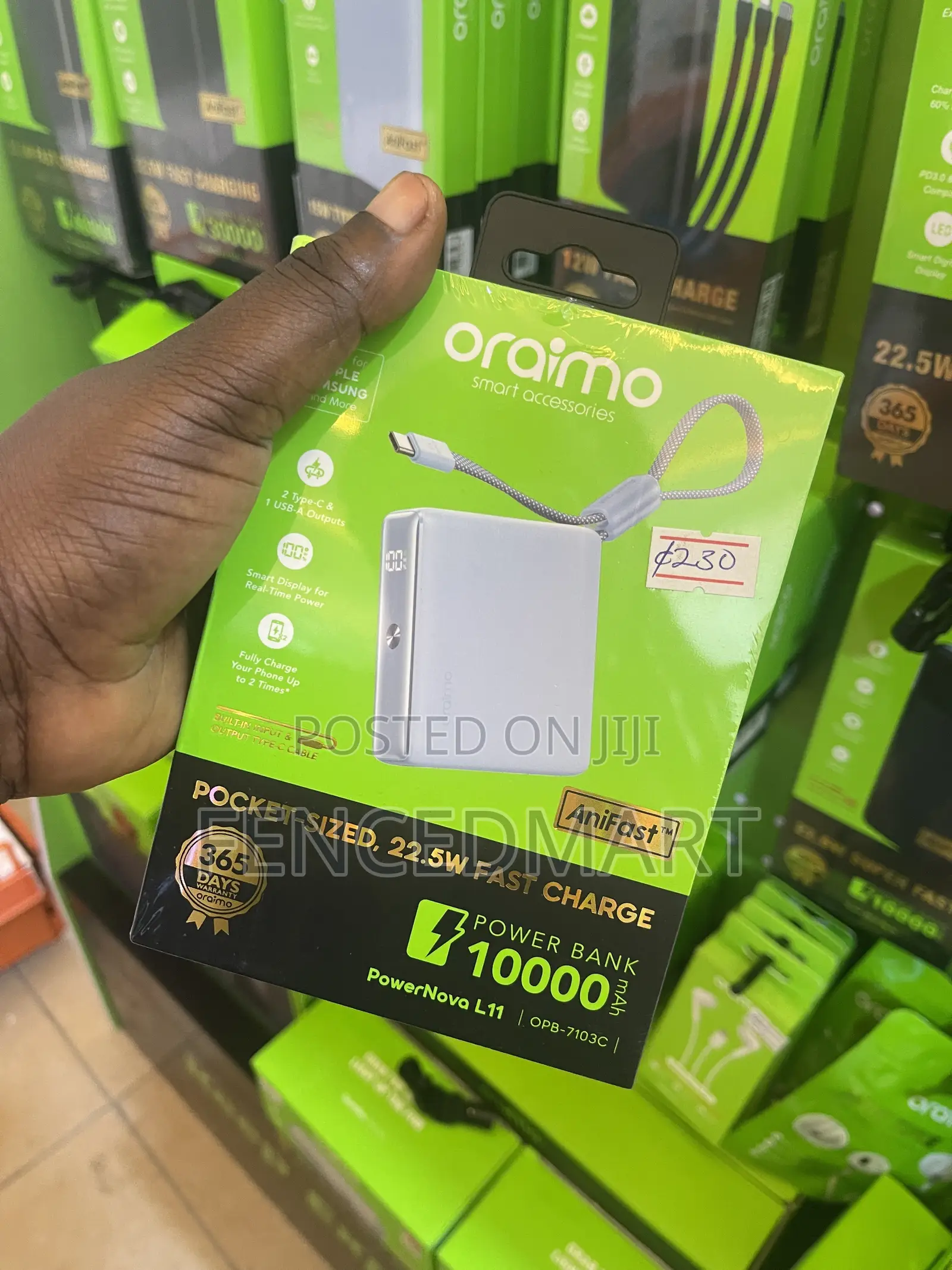 Oraimo PowerNova L11 10000mAh 22.5W Fast Charge Power Bank (OPB-7103C)
