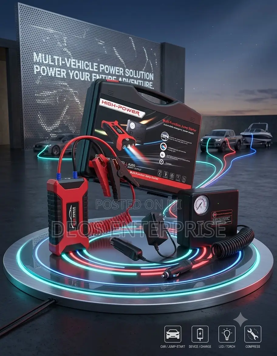 Jump Starter With Air Compressor Smart Cables AC Car Charger
