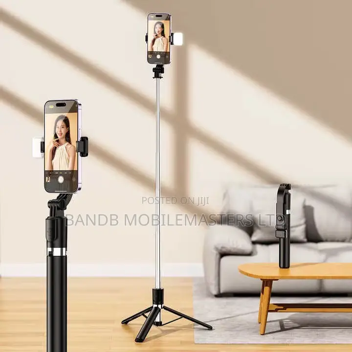 Selfie Stick Tripod With Fill Light Remote | Extendable Phone Stand
