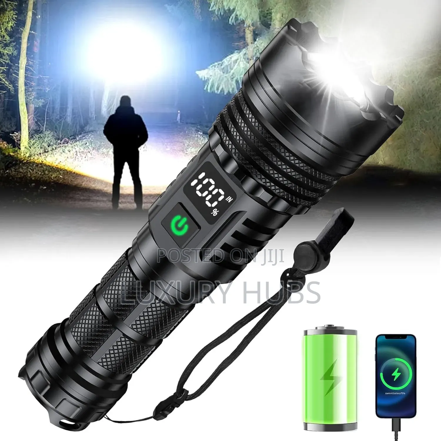 Rechargeable LED Flashlight | USB-C Fast Charging | Zoomable Torch
