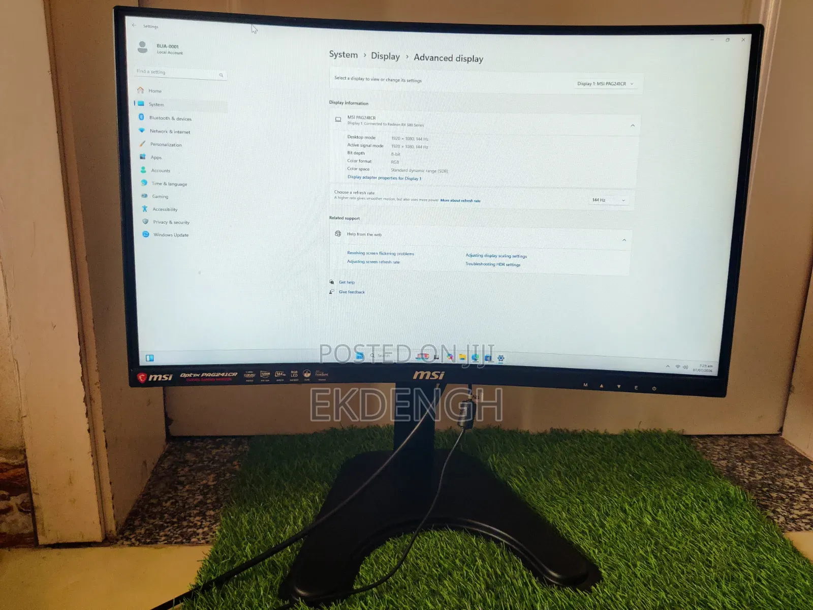 MSI PAG241CR Curved Gaming Monitor | 24" Full HD Display | 144Hz 1ms