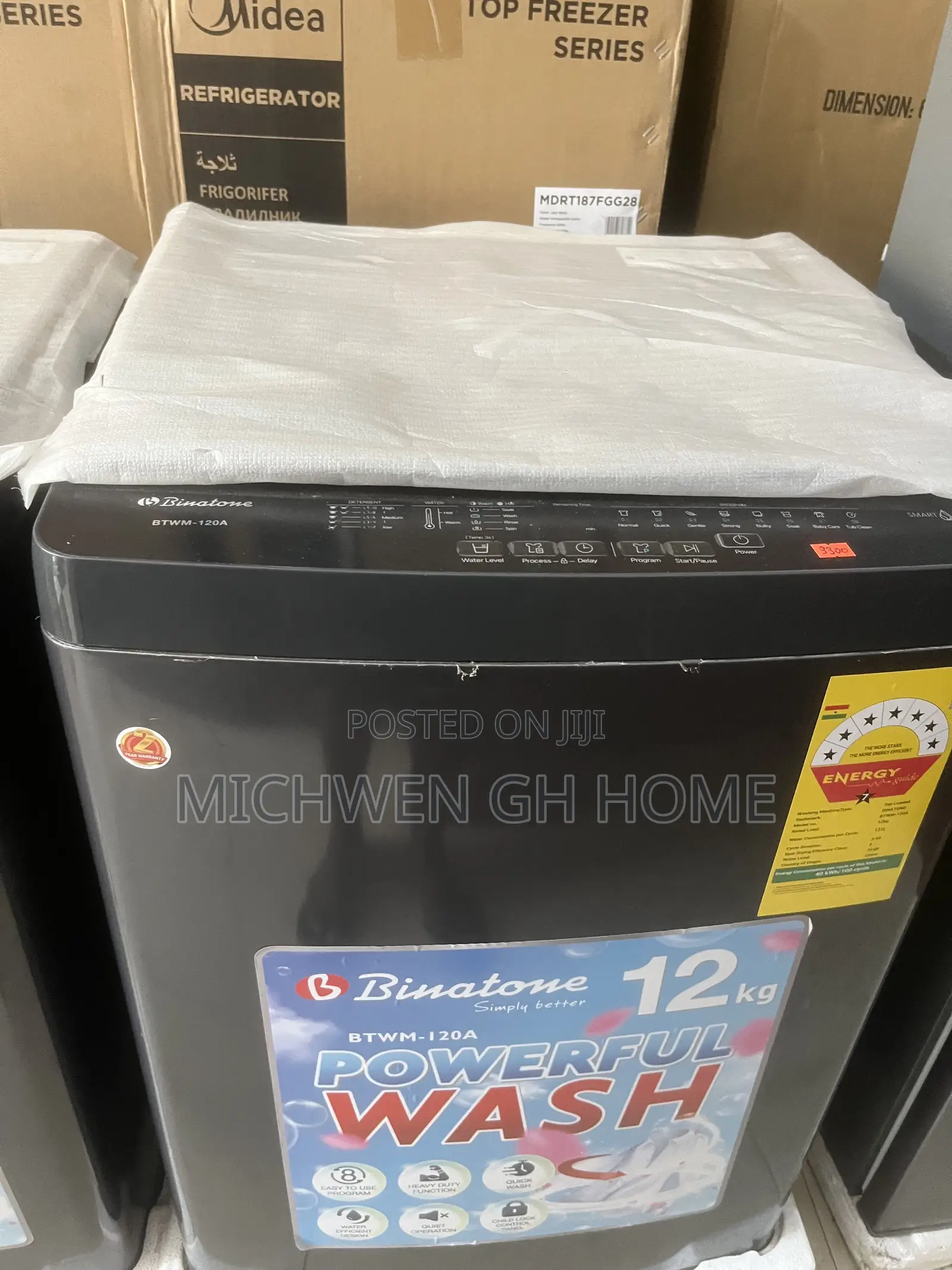 Binatone Fully Automatic Washing Machine Topload 12KG