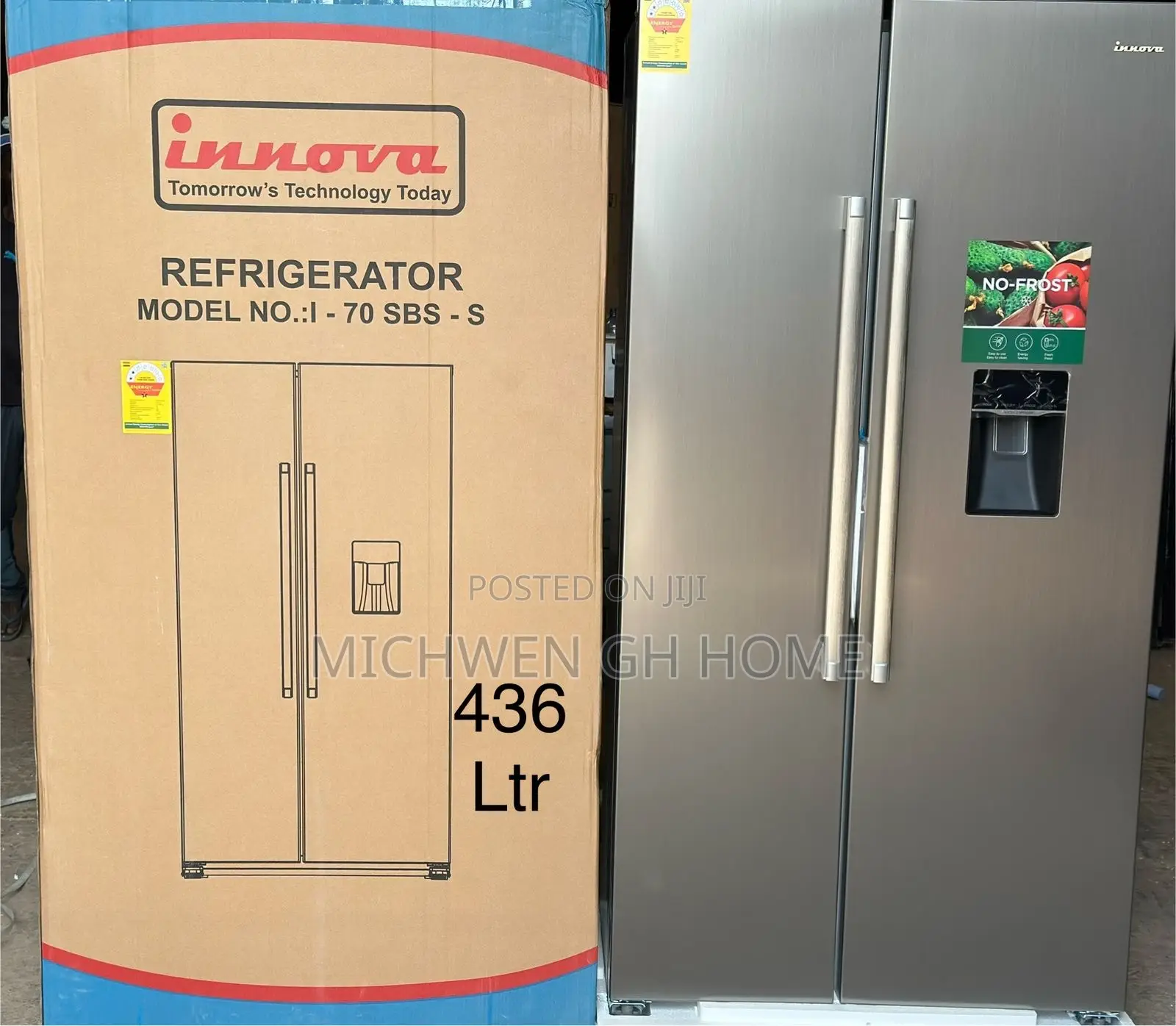 Innova Side by Side Refrigerator 436Ltrs With Water Dispenser