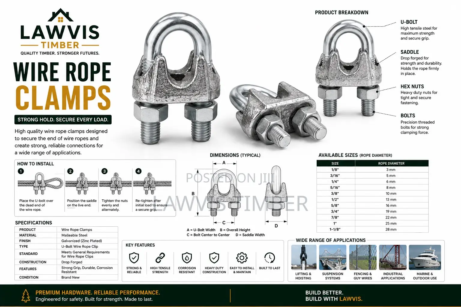 Galvanized Wire Rope Clamp | Wire Cable Clip | Secure