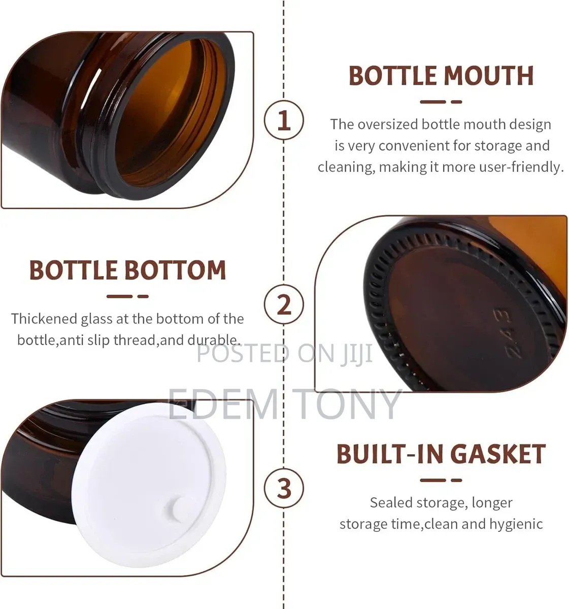 30ml Thick Black UV Protection Small Glass Jars With Lids 30ml -12pcs