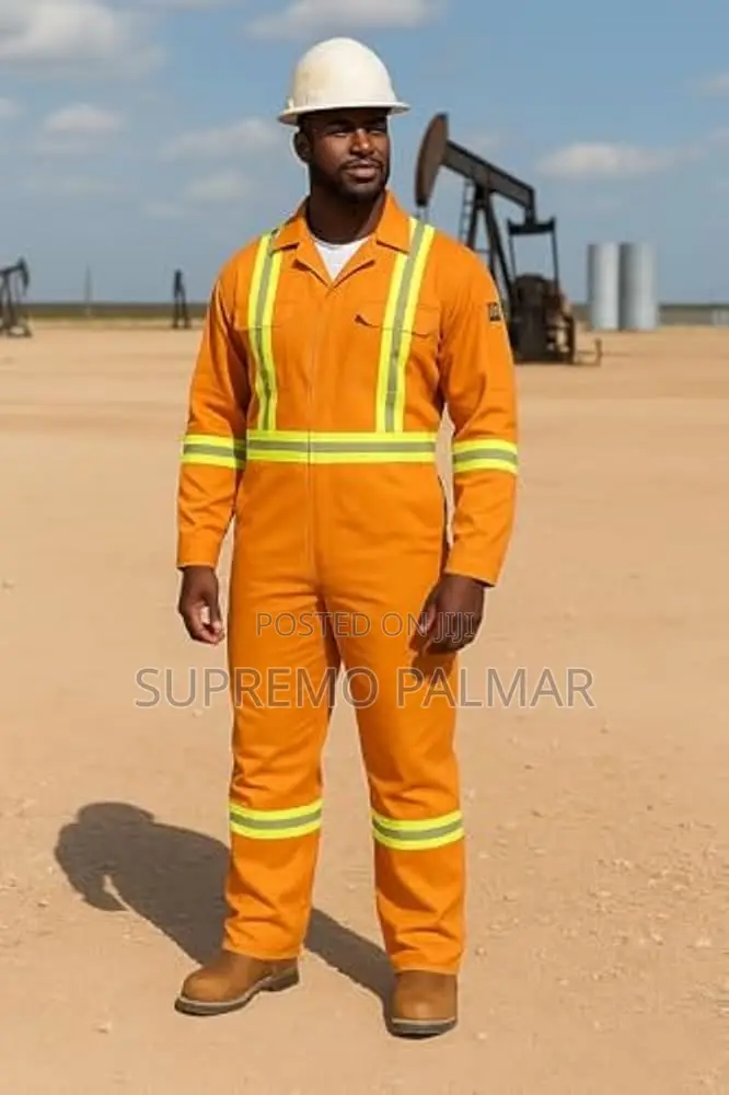 Flame Resistant Hi-Vis Coverall -Orange Reflective Workwear 88% Cotton