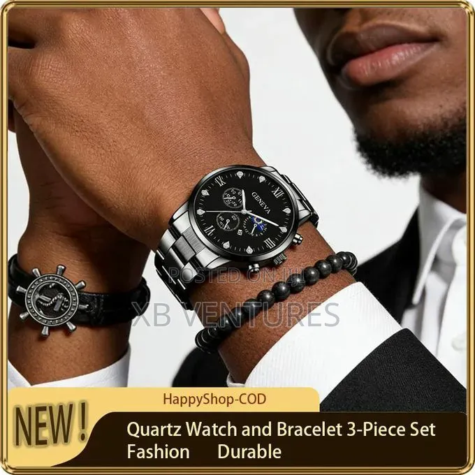 Chronograph Watch 2 Bracelets Set