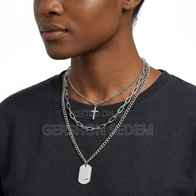 Multi-Layer Cross Pendant Necklace for Men