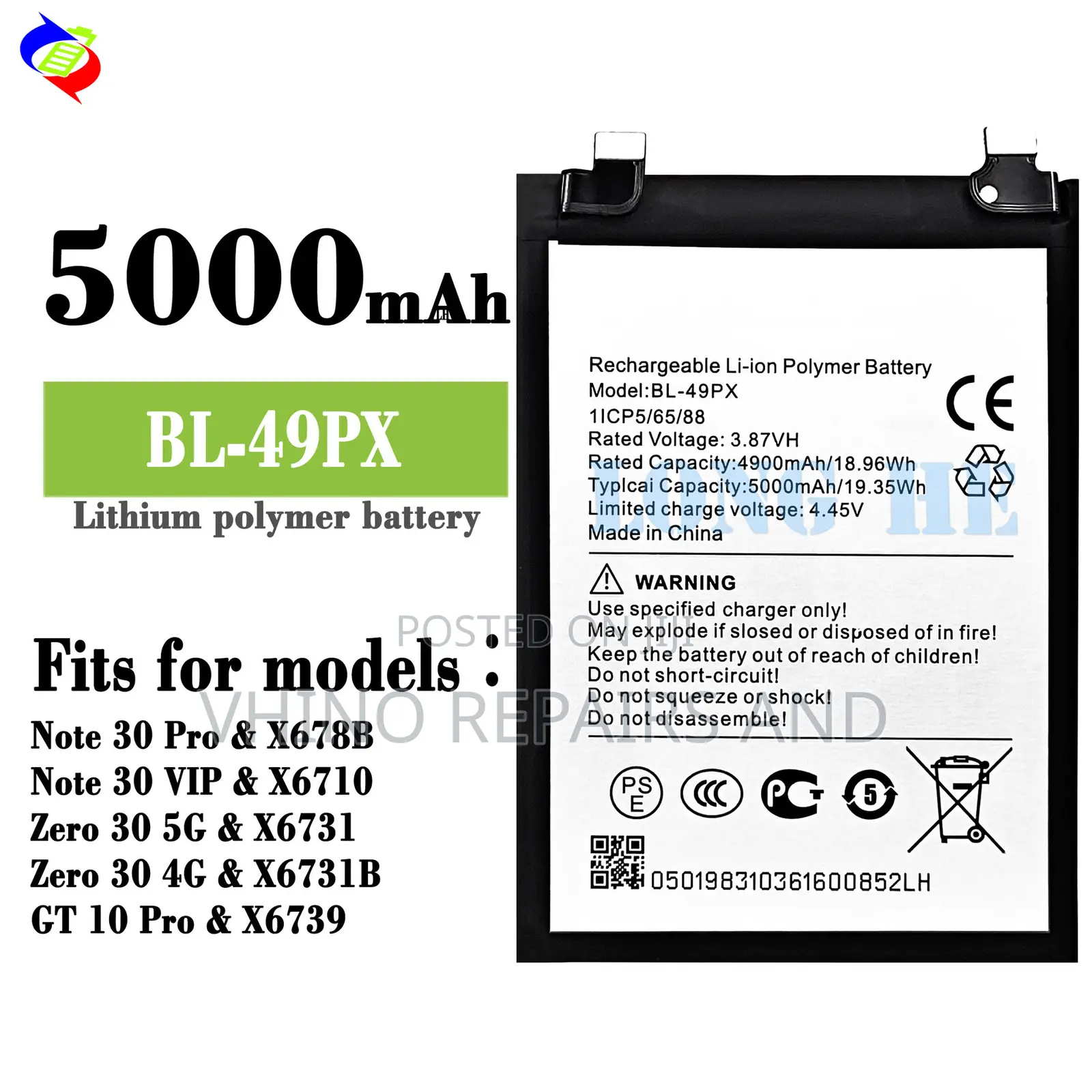 Original Infinix Note 30 Battery