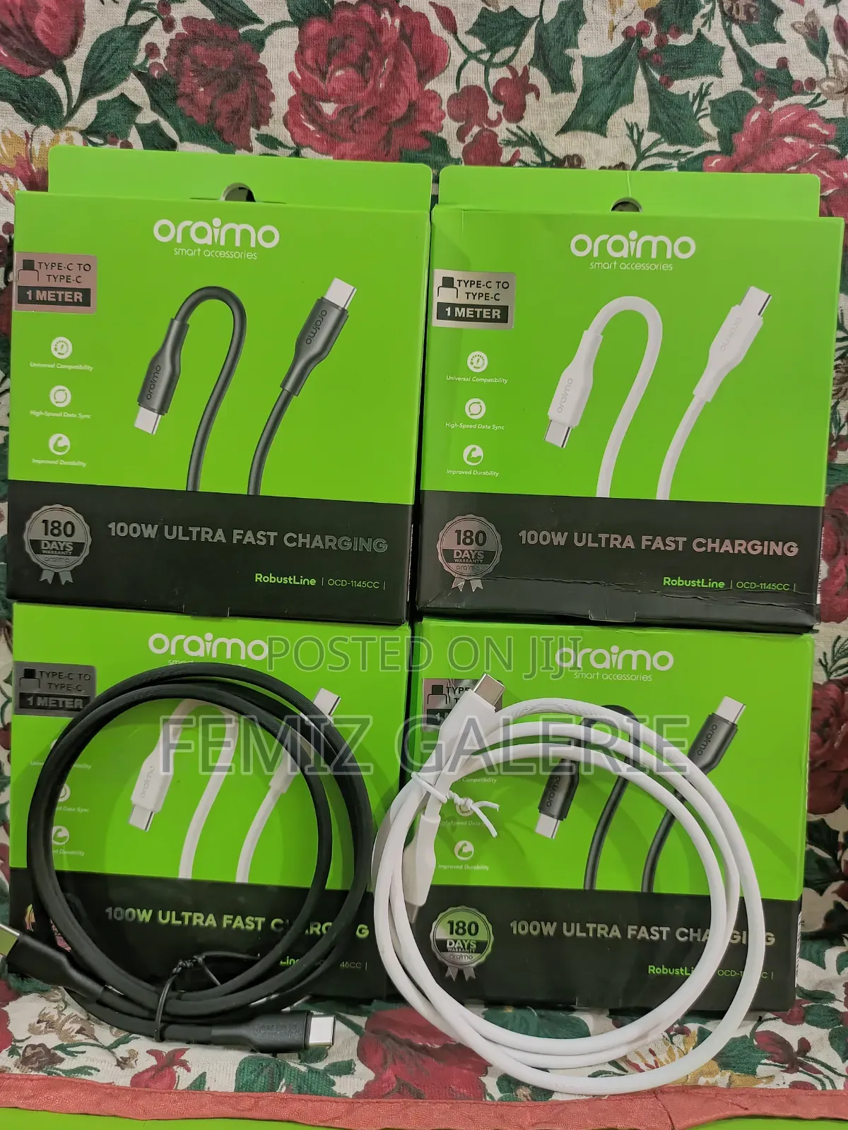 Oraimo RobustLine 100W High‐Speed Durable Type-C to Type-C Data Cable
