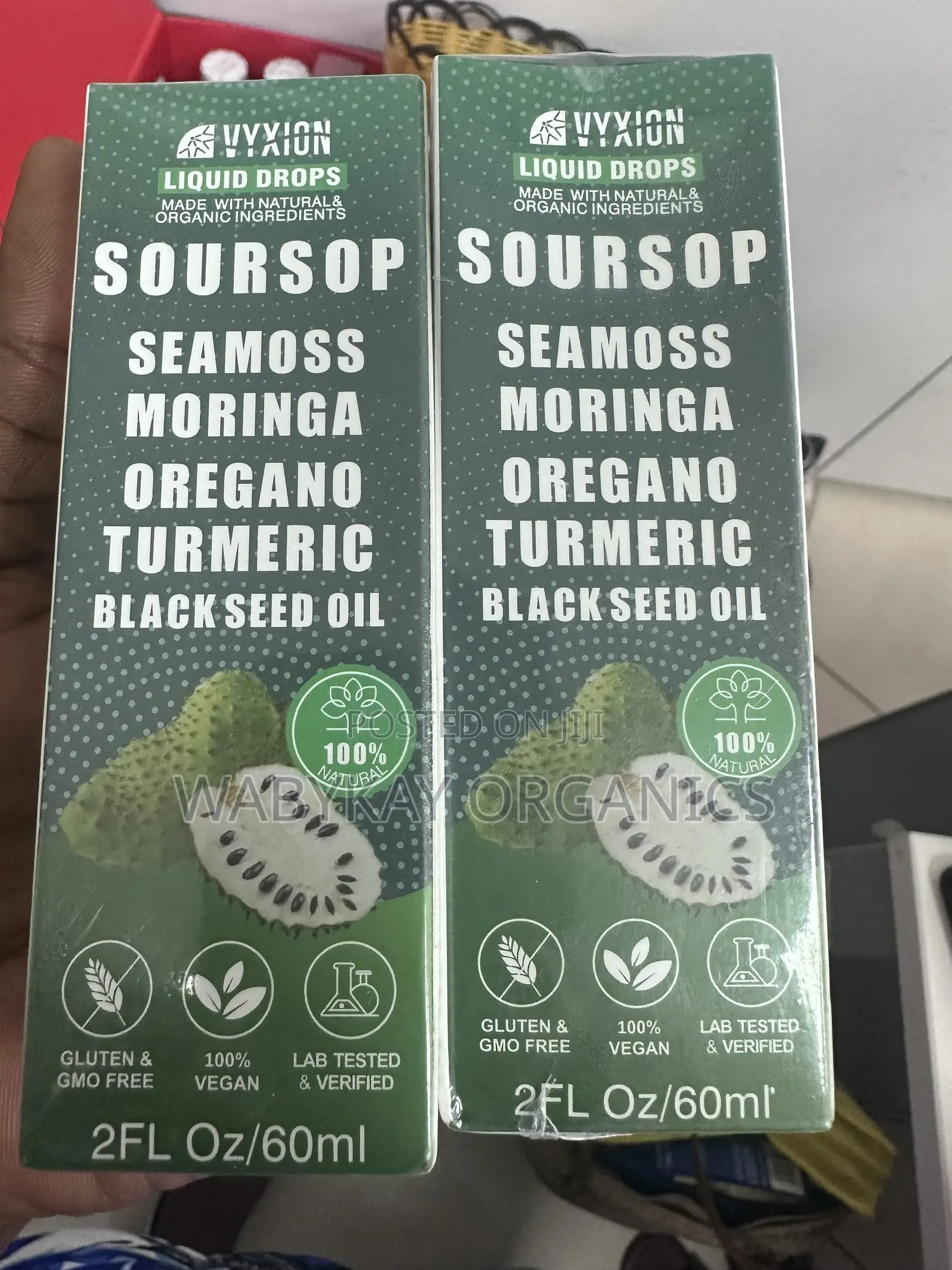 Soursap, Seamoss,Moringa, Oregano,Tumeric, Blackseed Oil.