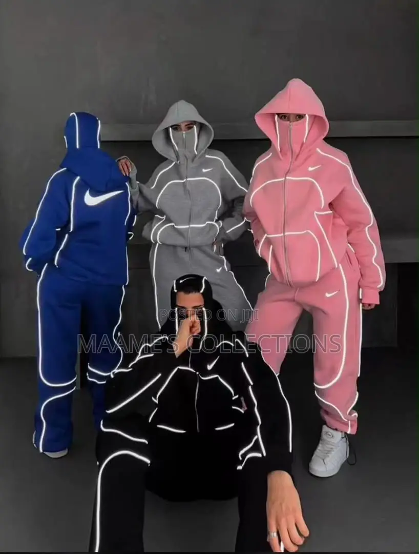 Nike X Corteiz Reflective Hoodies Tracksuit Top and Down Set. Unisex
