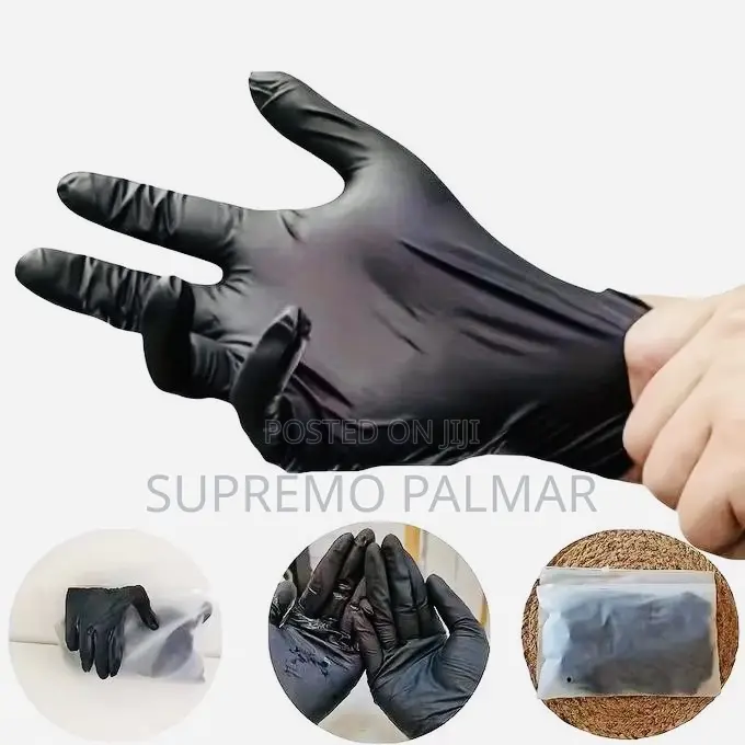 Black Nitrile Hand Gloves 100 Count - Single Use Protective Wear