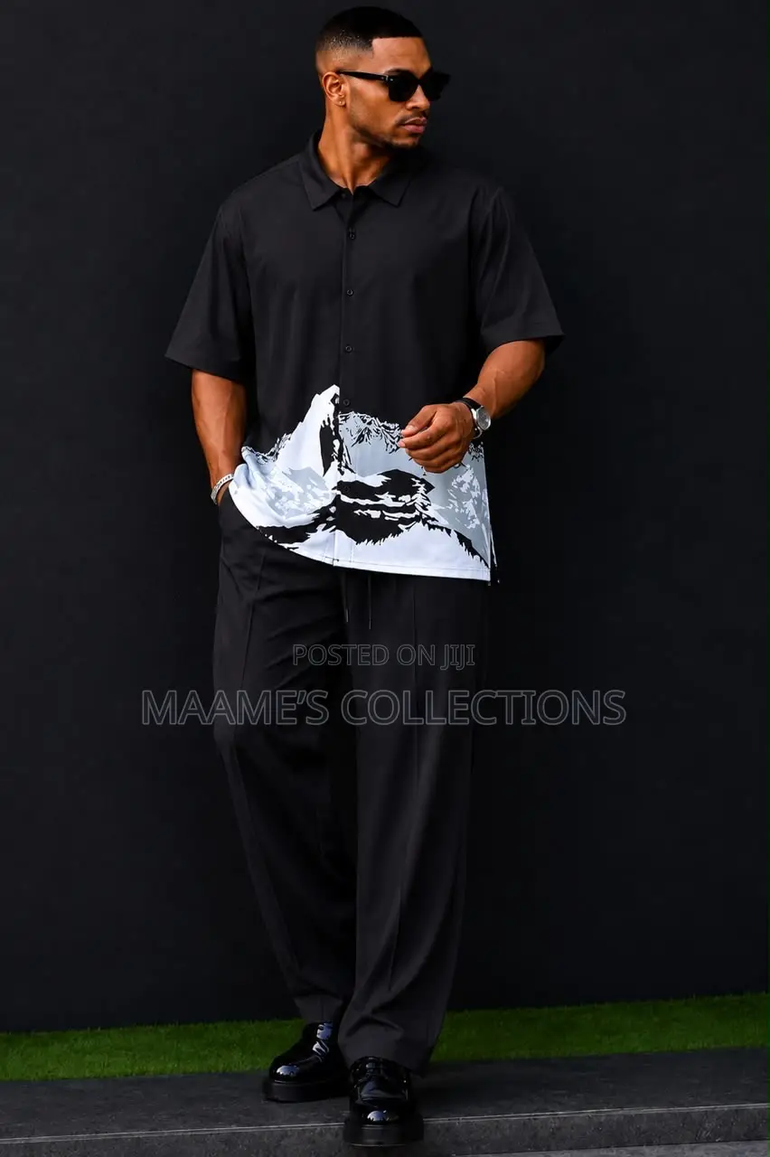 Men’s Stylish Long and Short Sleeve Top and Down 2-Piece Set