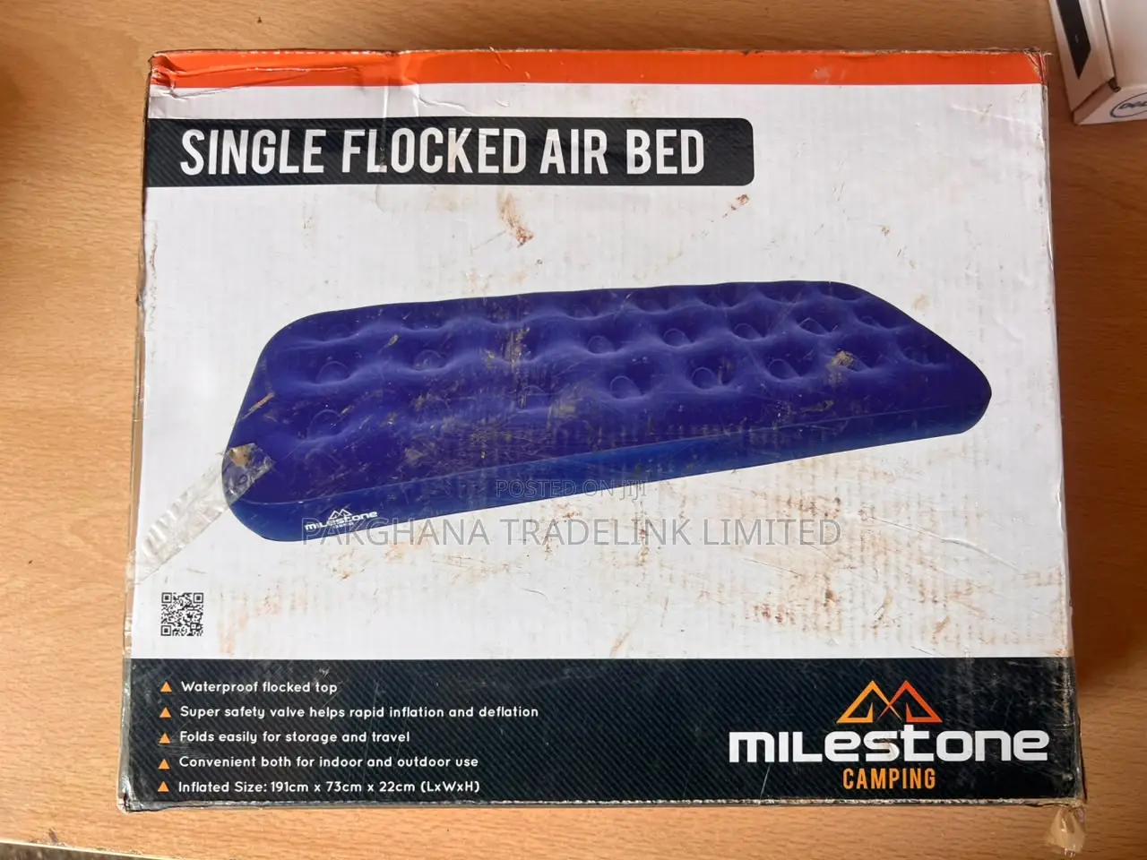 Milestone Single Flocked Air Bed – 191 × 73 × 22 Cm