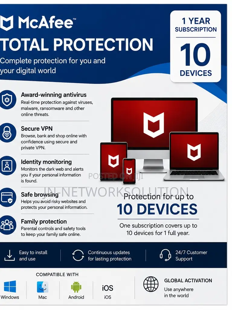 McAfee Total Protection 1 Year 10 Device Global