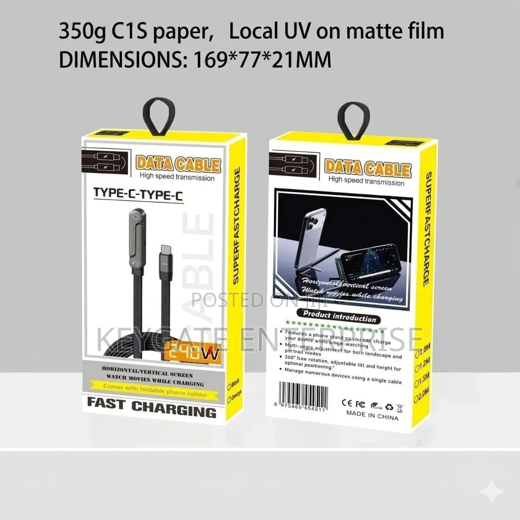 240w Type C to Type C Fast Charging Data Cable Double as Phone Stand