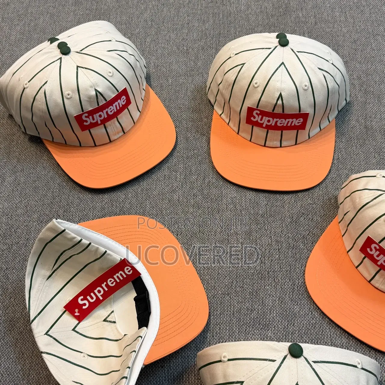 Supreme Text Stripe New Era Pinstripe Fitted Caps