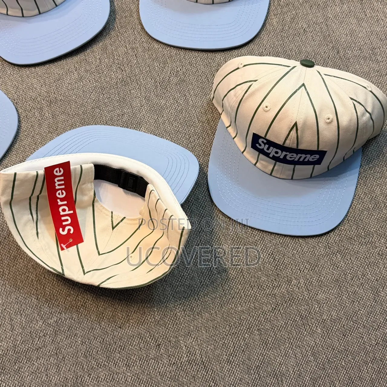 Supreme Text Stripe New Era Pinstripe Fitted Caps