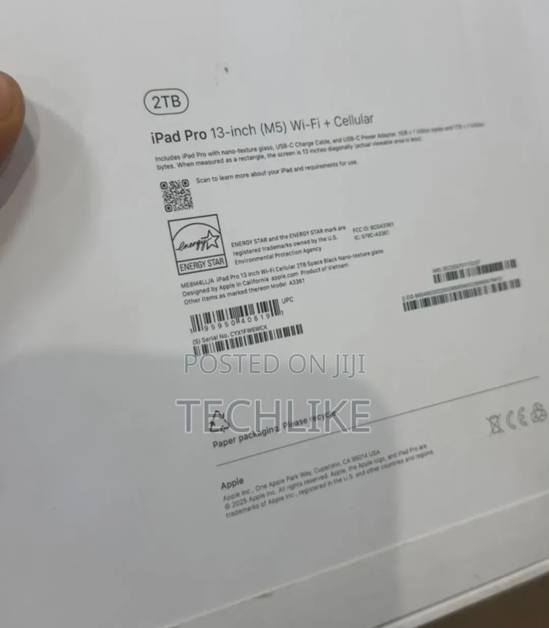 New Apple iPad Pro 2 TB Black