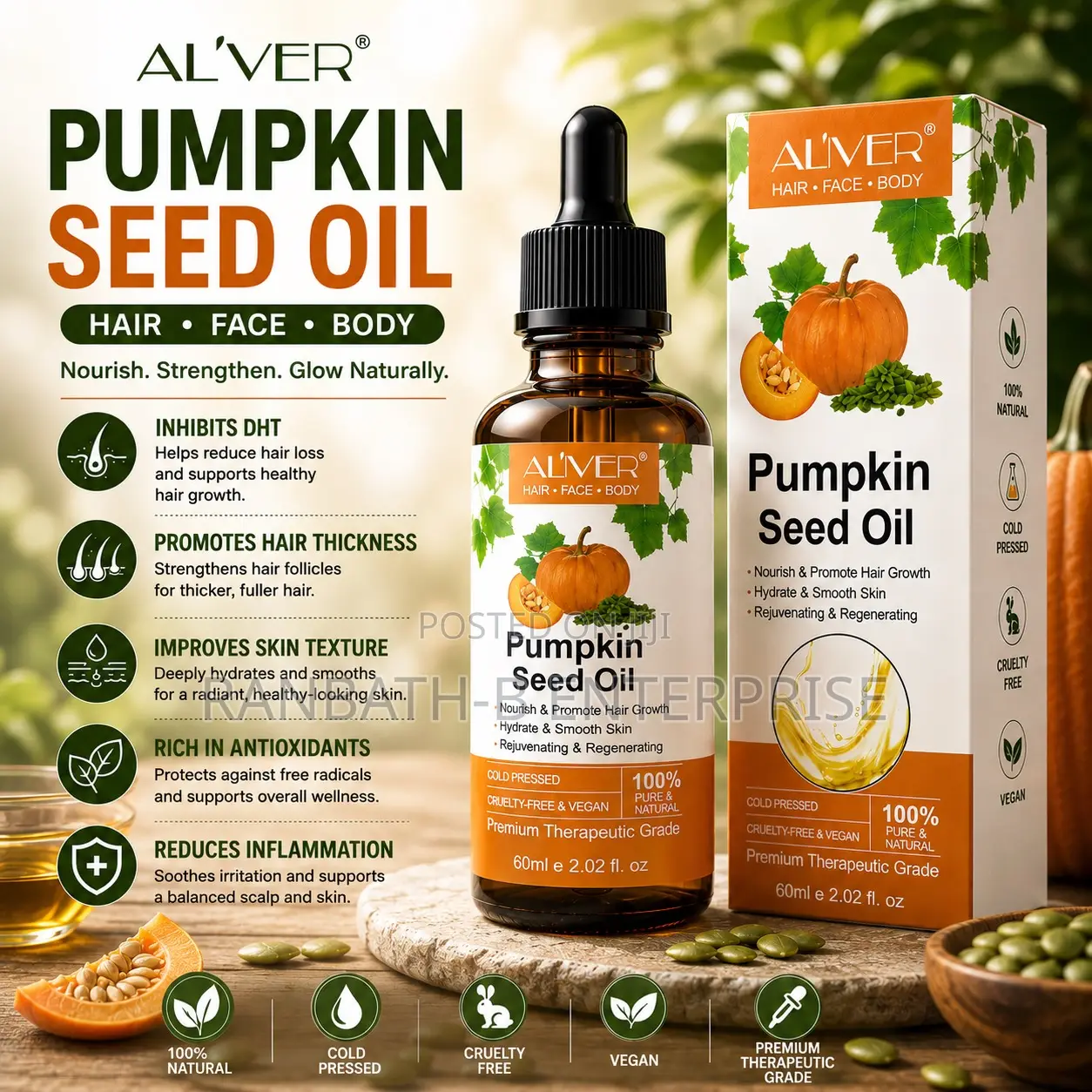 AL’IVER Pumpkin Seed Oil – Hair, Face Body