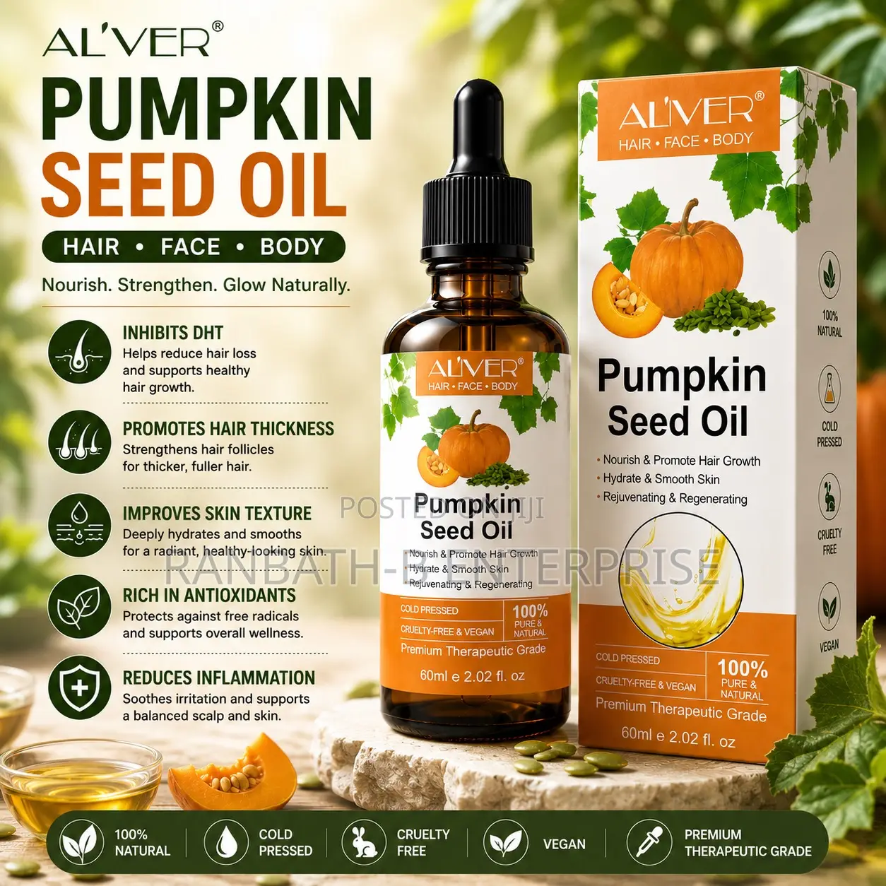 AL’IVER Pumpkin Seed Oil – Hair, Face Body