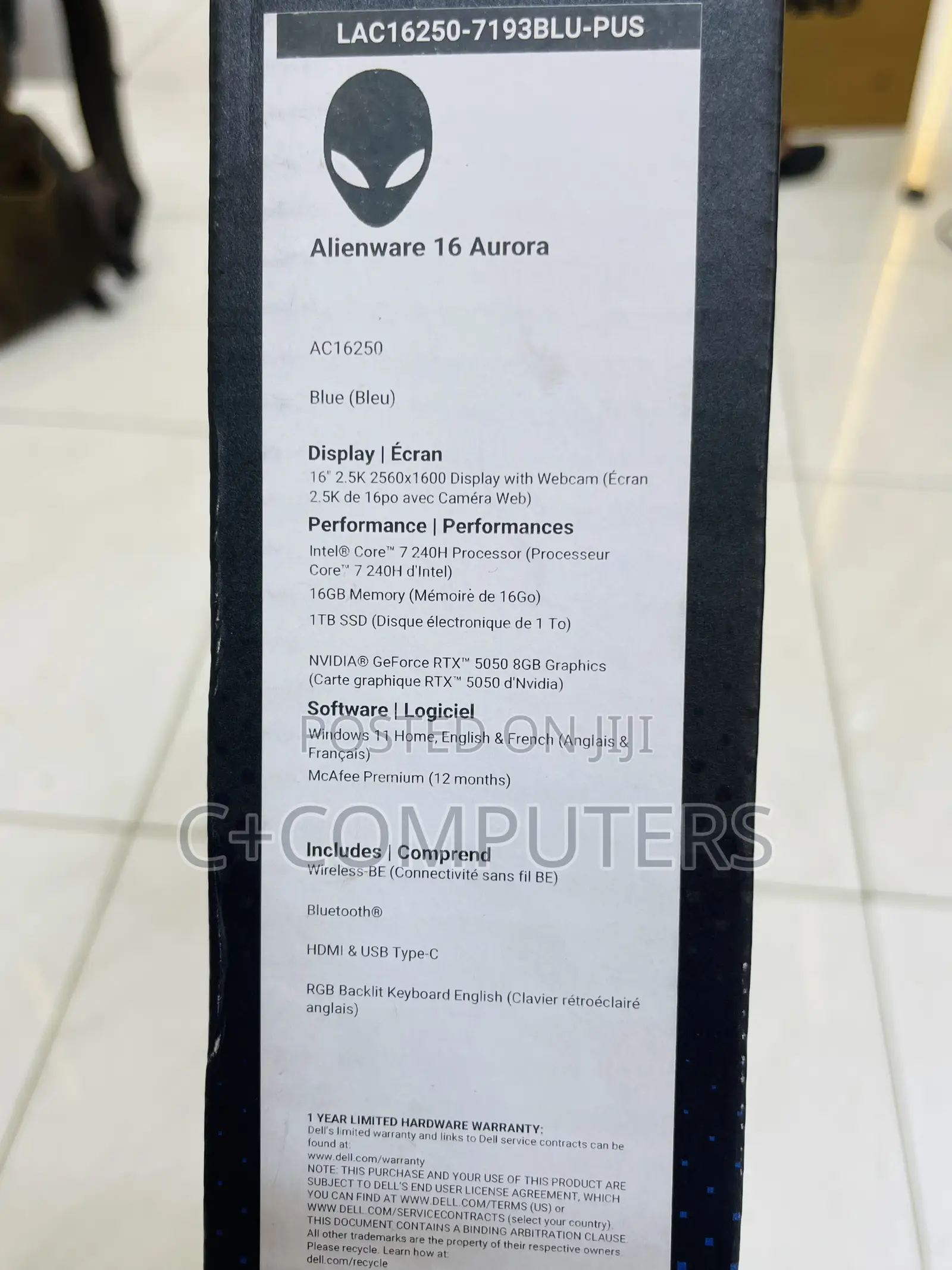 New Laptop Alienware 16 Aurora 16GB Intel Core 7 SSD 1T