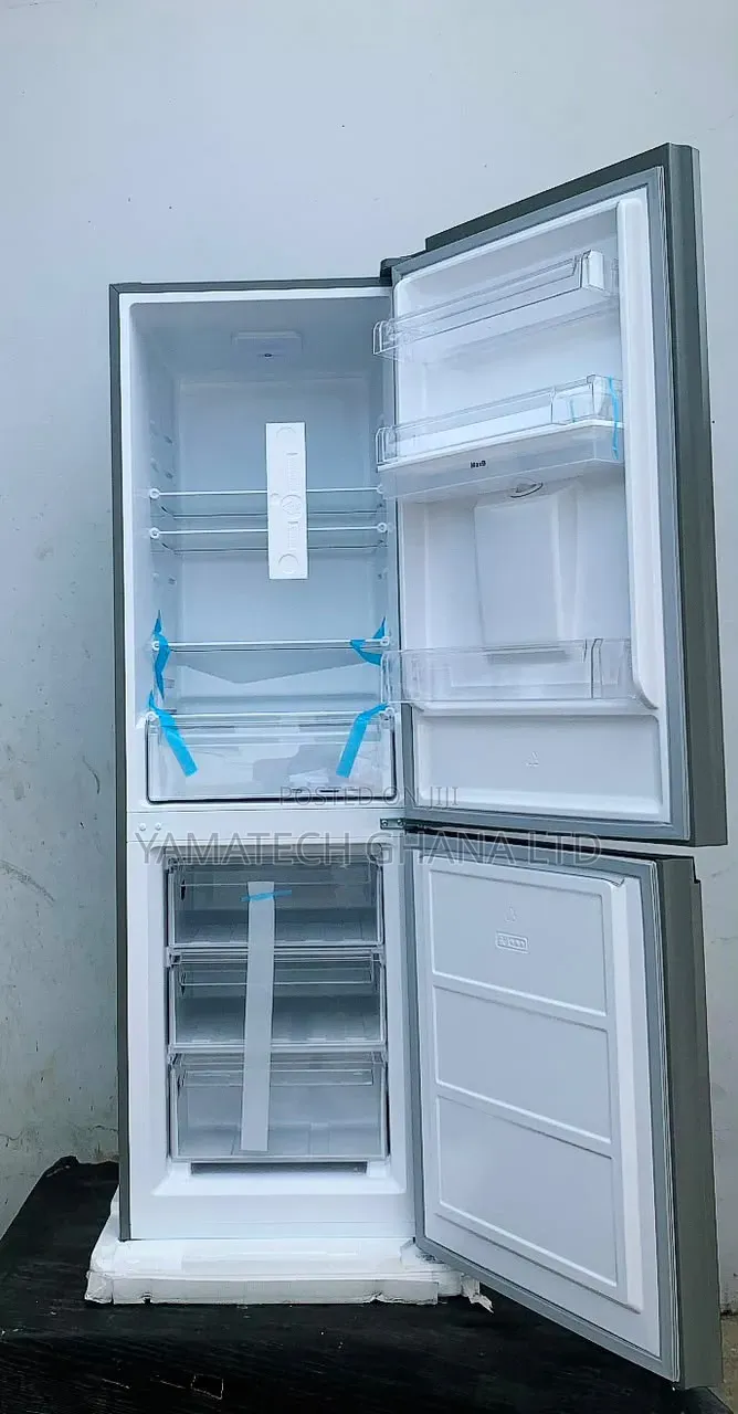 Nasco 309 Litre Bottom Freezer Black Mirror Fridge With Dispenser