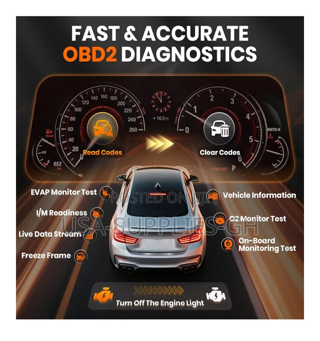 ANCEL AD410 PRO OBD2 Car Diagnostic Scanner / Battery Tester From USA