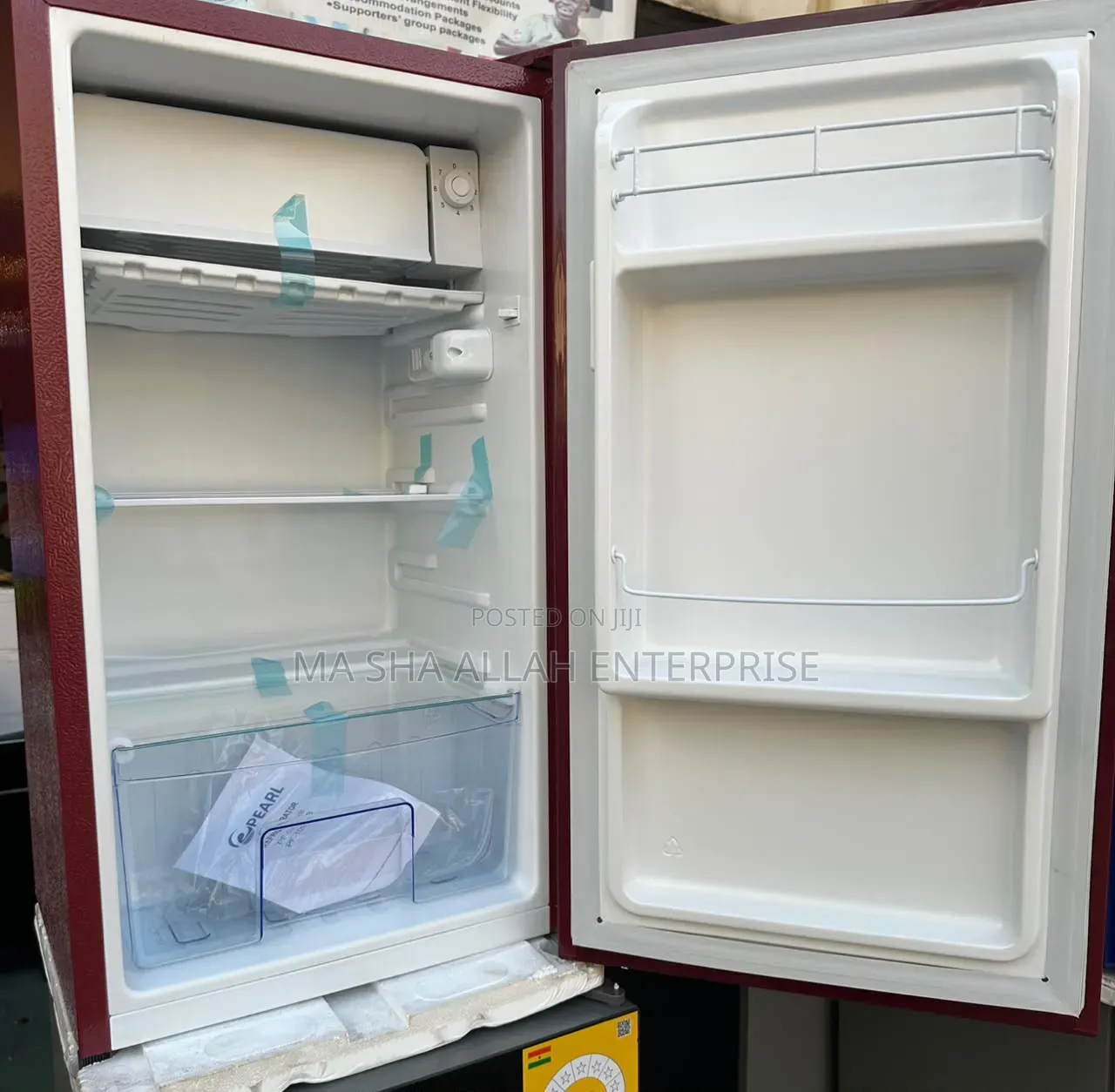 Stylish and Powerful Pearl Single Door Red Glassed Fridge