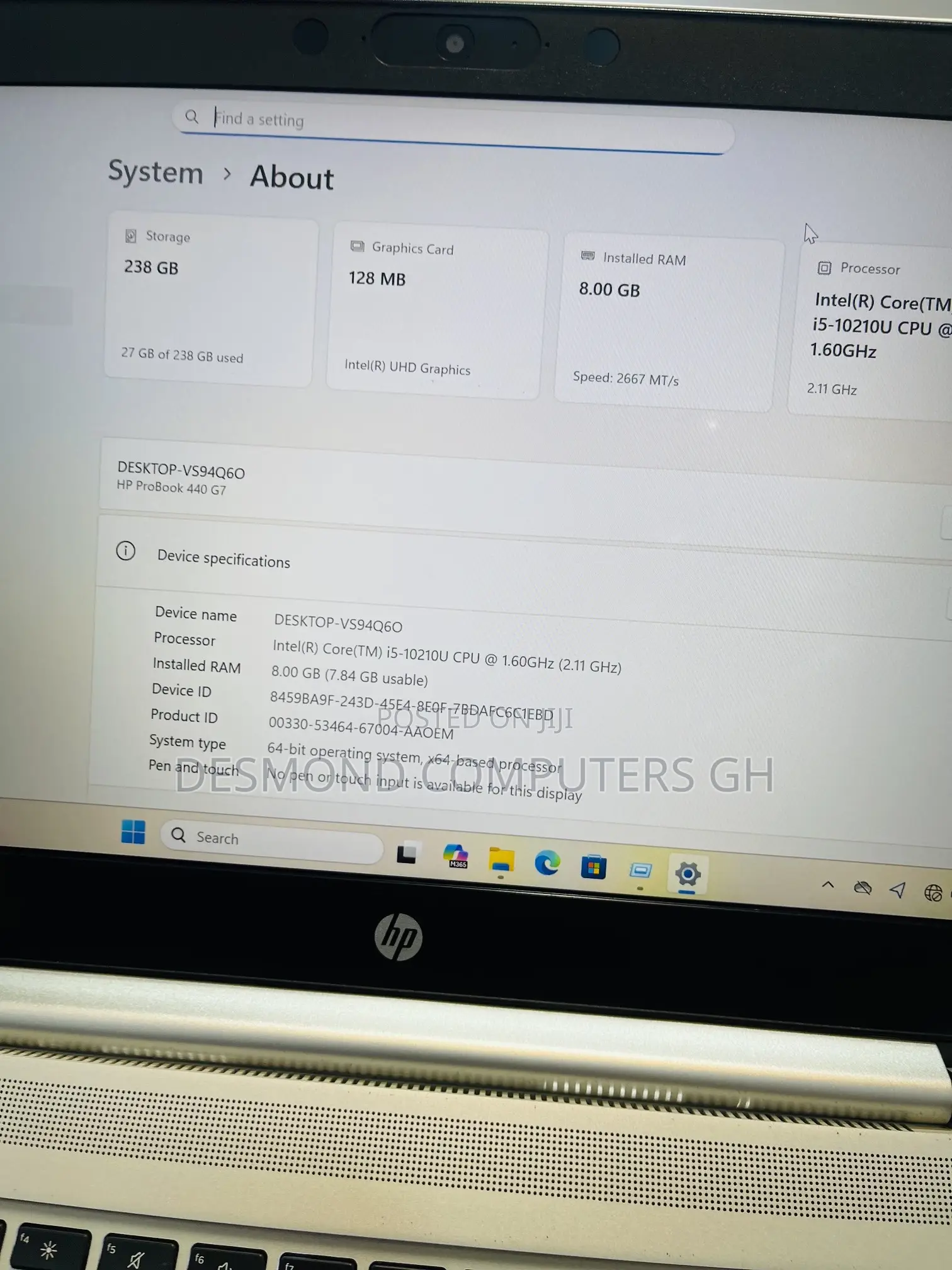 Laptop HP ProBook 440 G7 8GB Intel Core i5 SSD 256GB