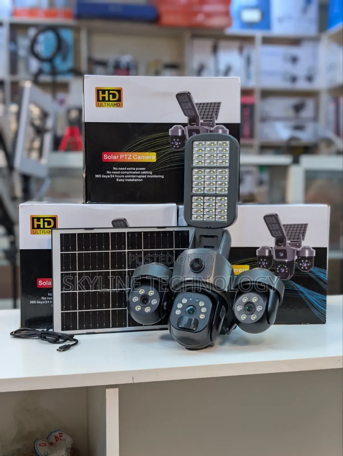 4G Solar Triple Lens High Quality V380 Pro With Flood Lights.