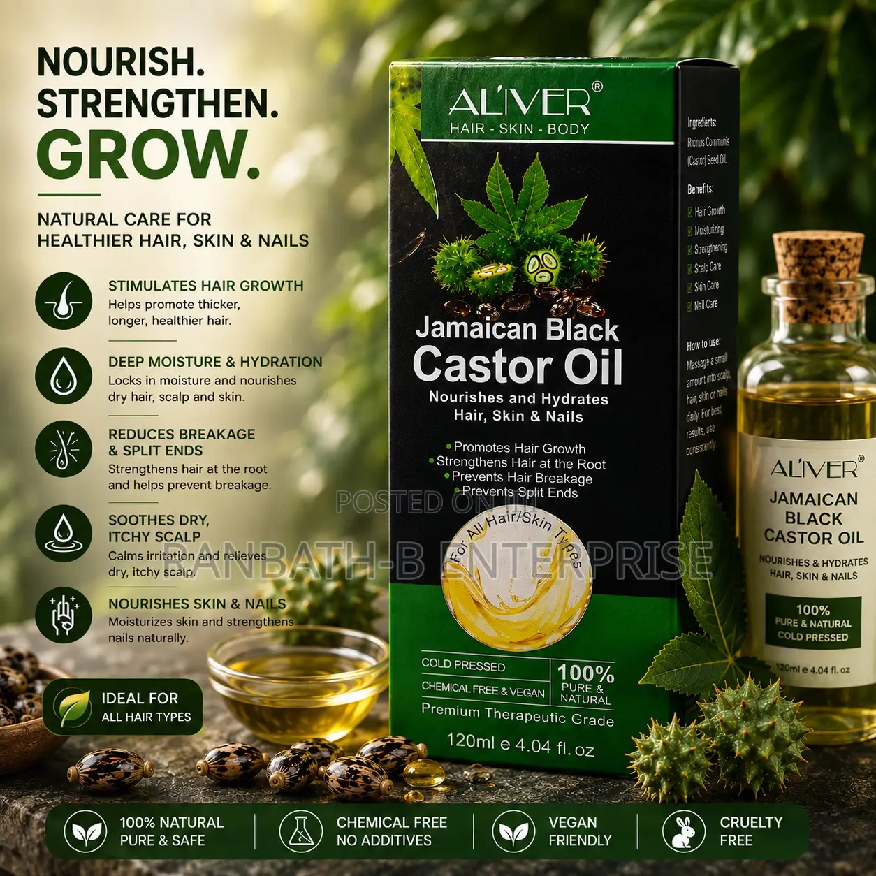AL’IVER Jamaican Black Castor Oil – Anti-Breakage Hair Care