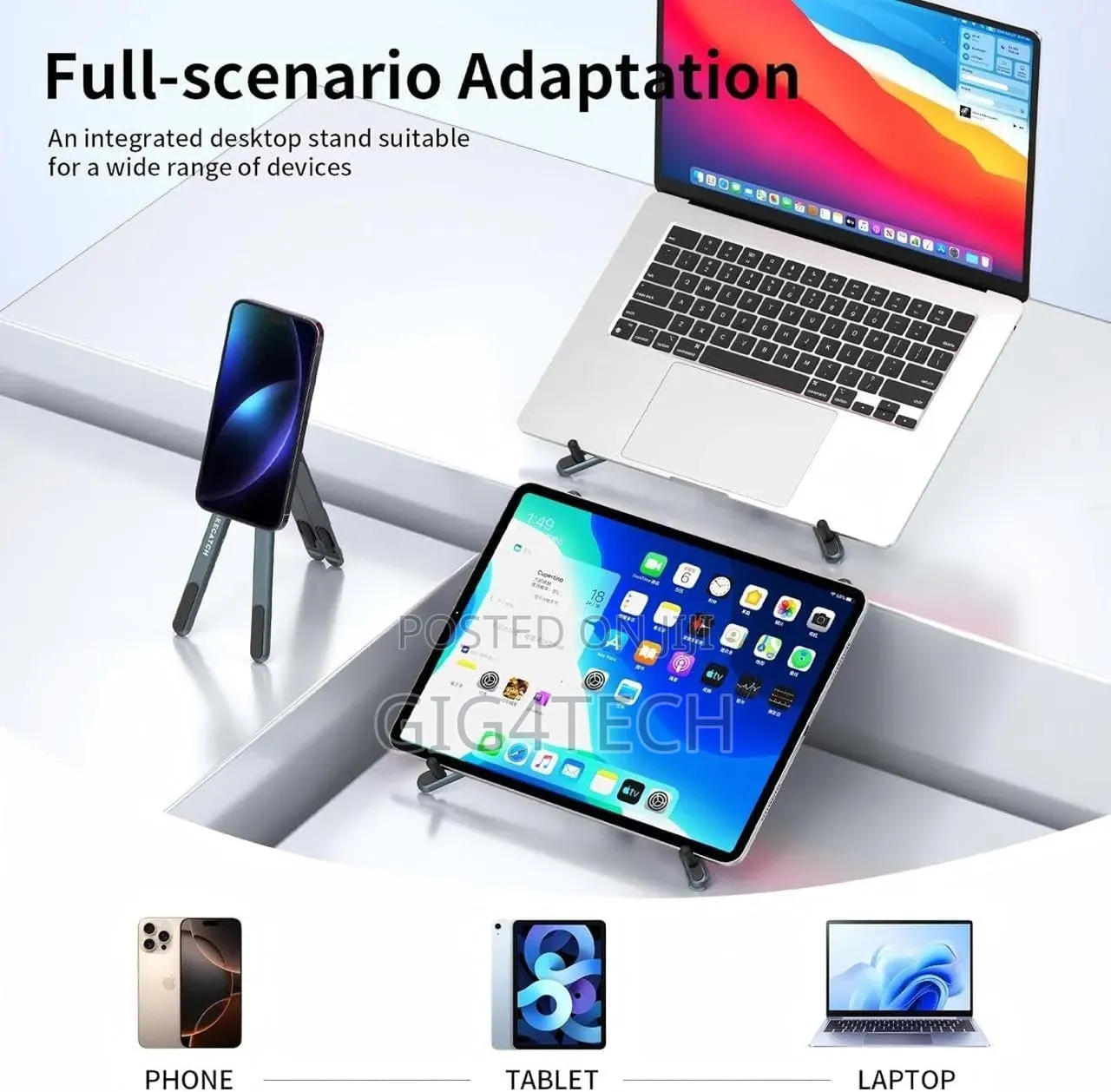 Universal Aluminium Alloy Folding Stand for Laptop Phone and Tablet