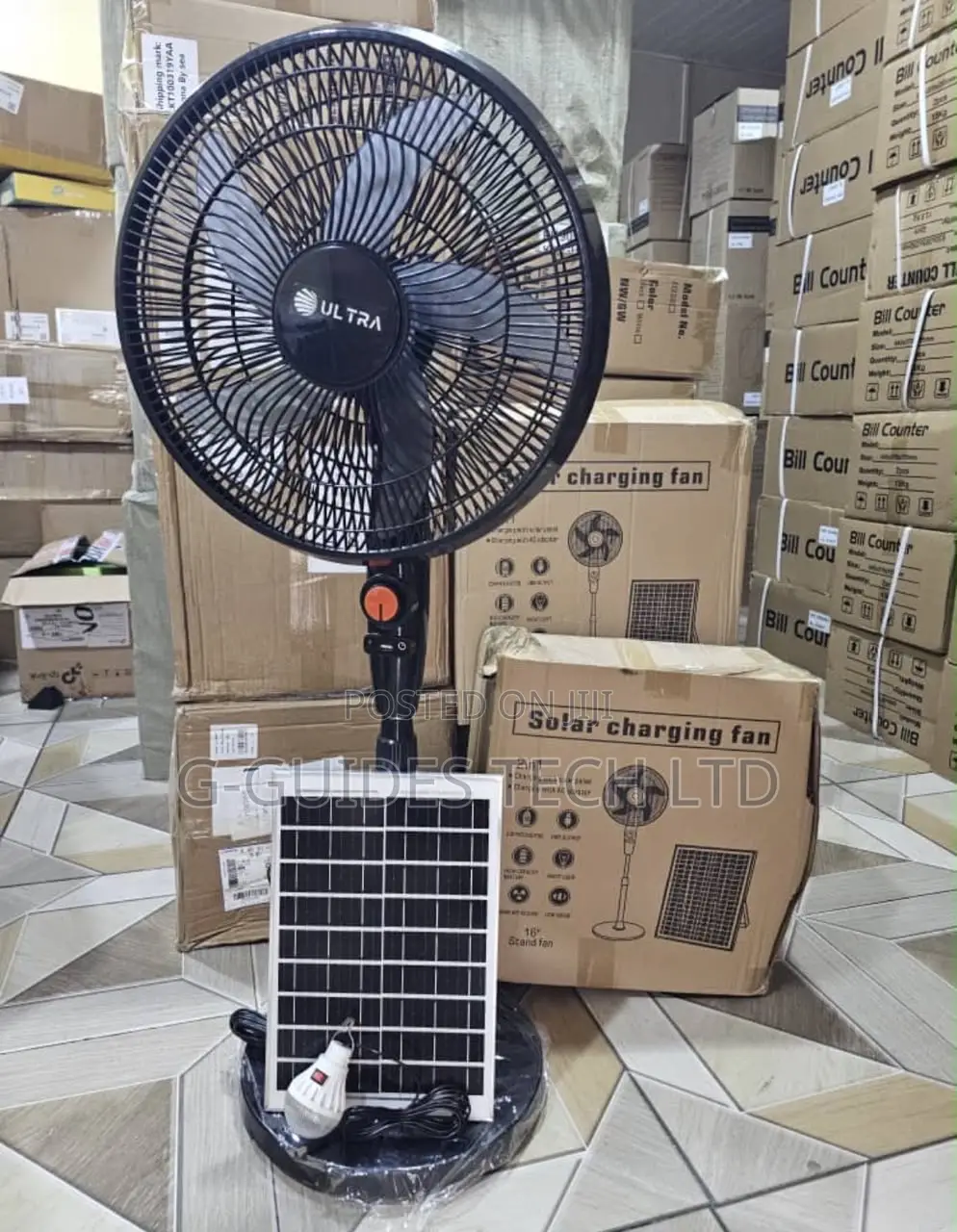 Ultra 16-Inch Solar Rechargeable Standing Fan