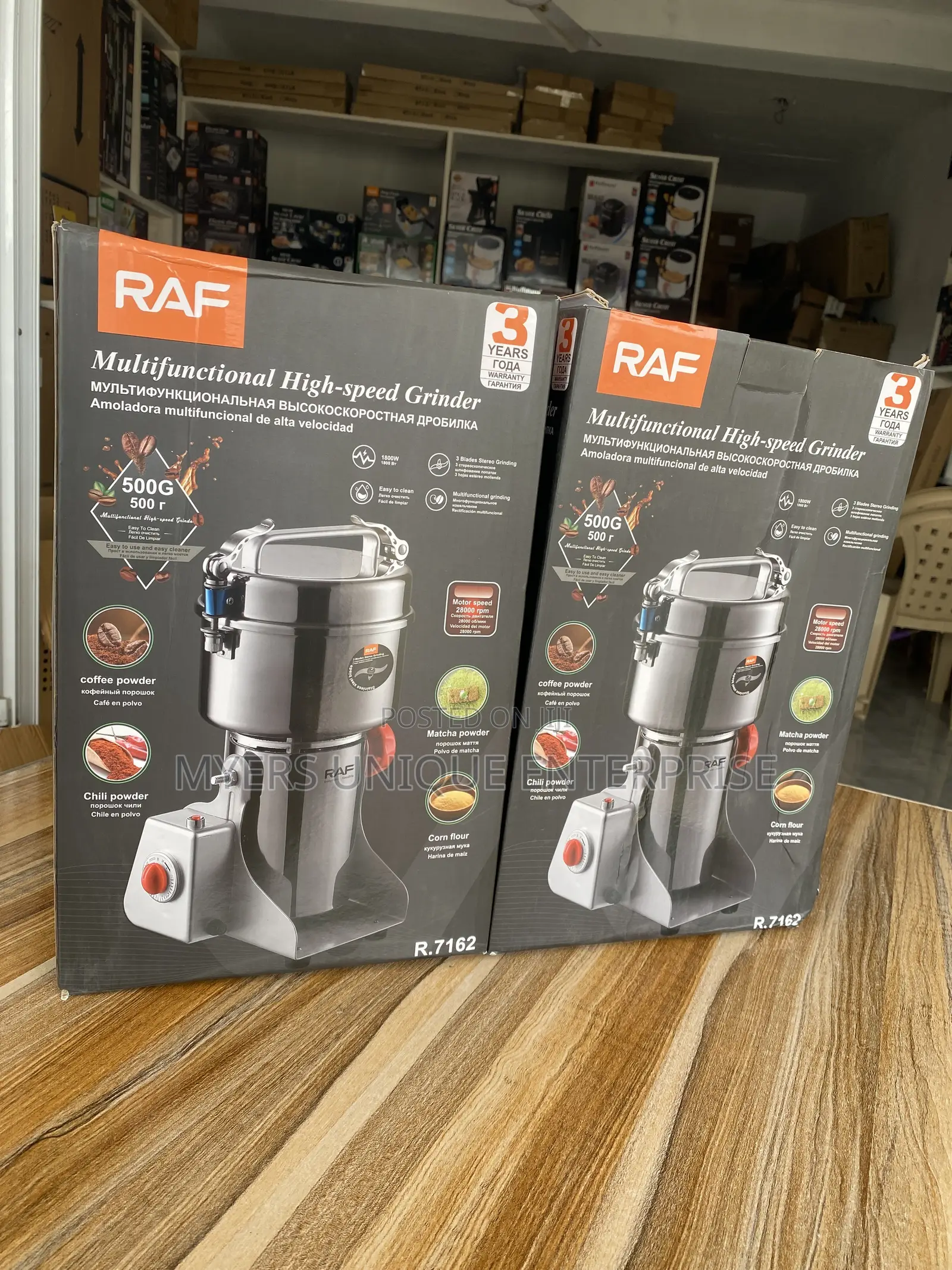 RAF Stainless Steel Electric Grinder 500G Capacity