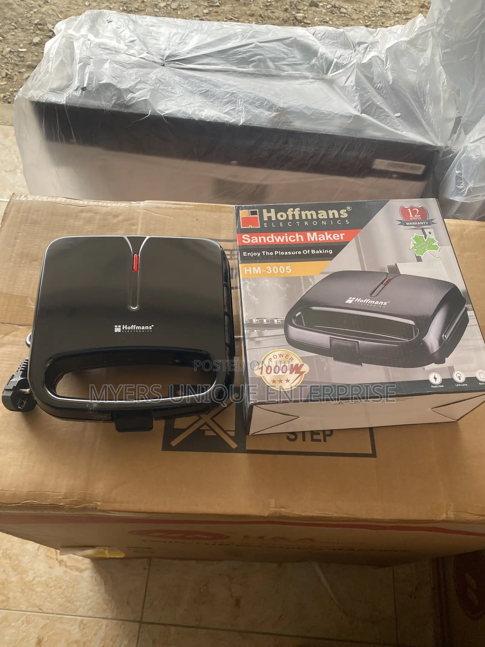 Hoffmans Electric Sandwich Maker 1000W - 2 Slice