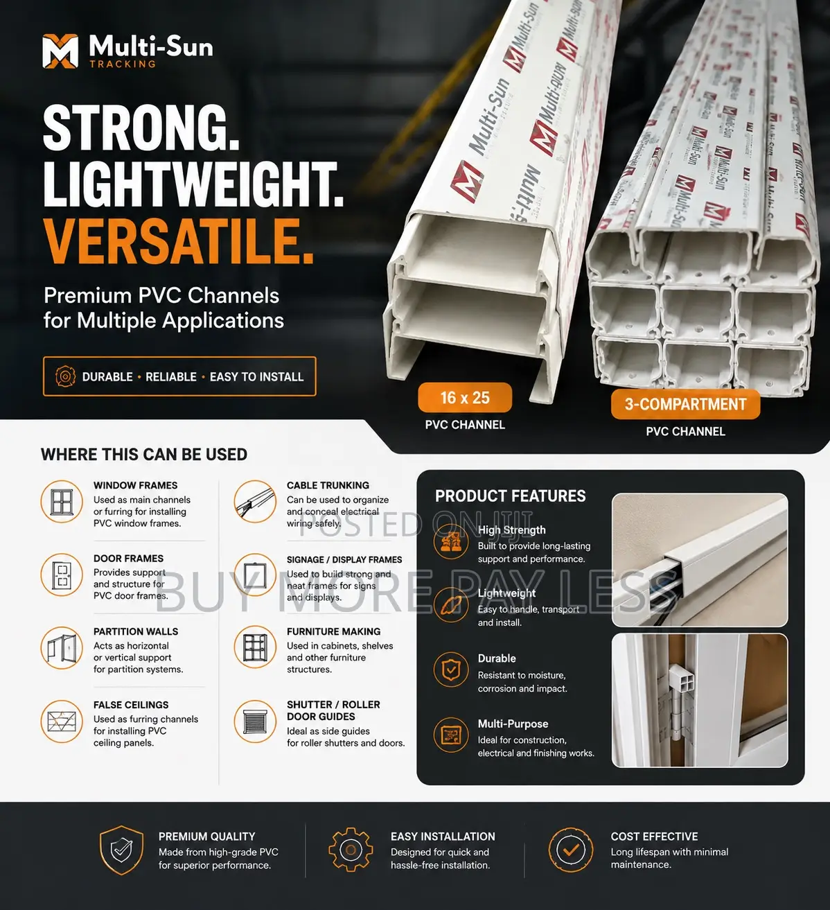 3-Compartment PVC Floor Trunking