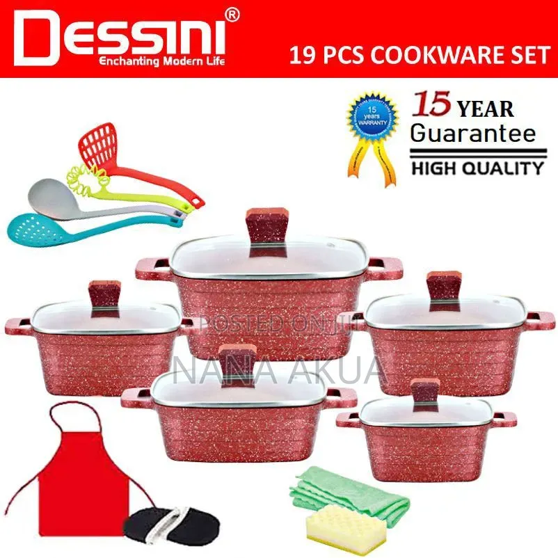 Dessini 19-Piece Die-Cast Non-Stick Square Casserole Cookware Set