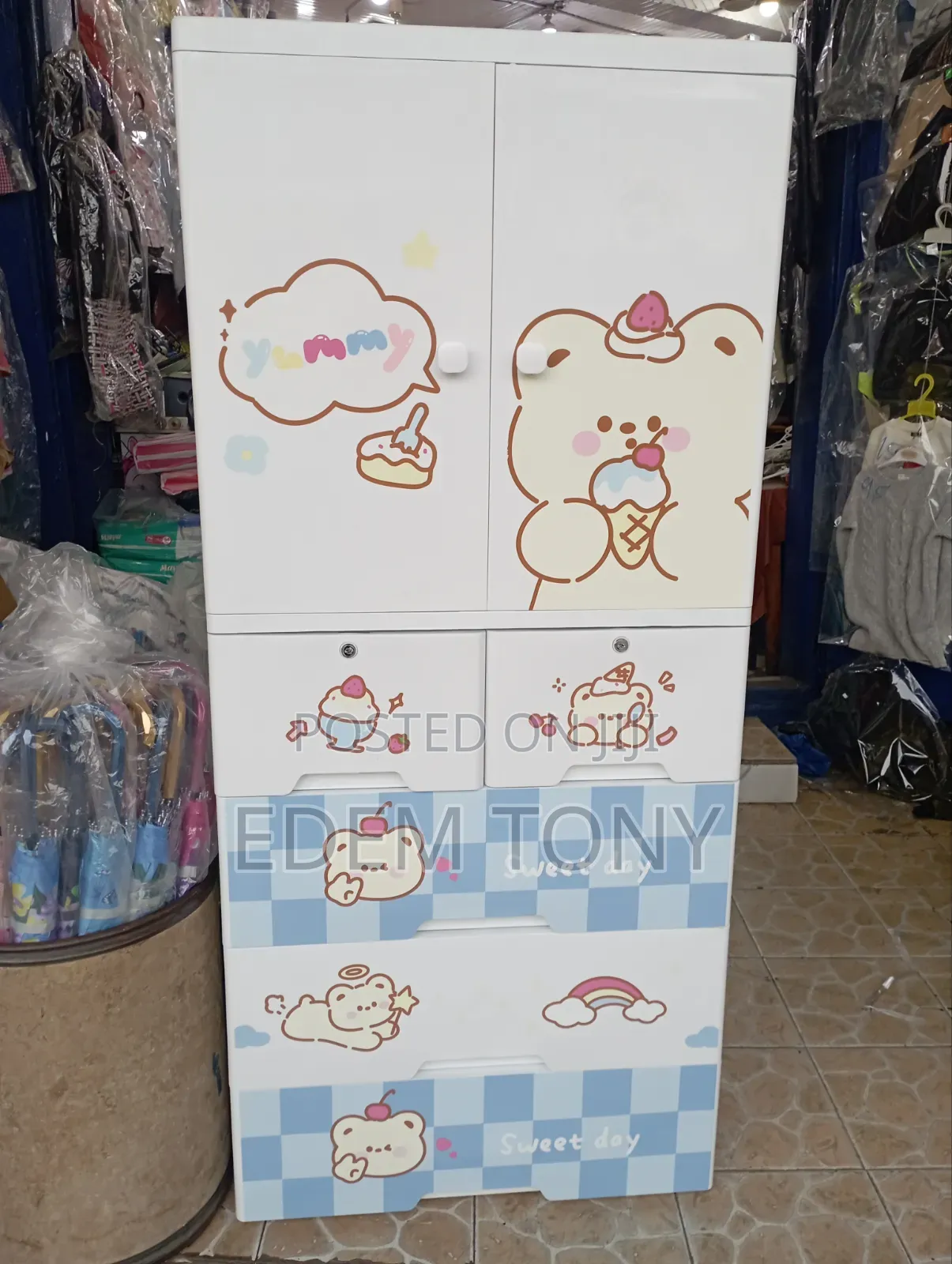 Multi-Tier Plastic Baby Kids Storage Cabinet