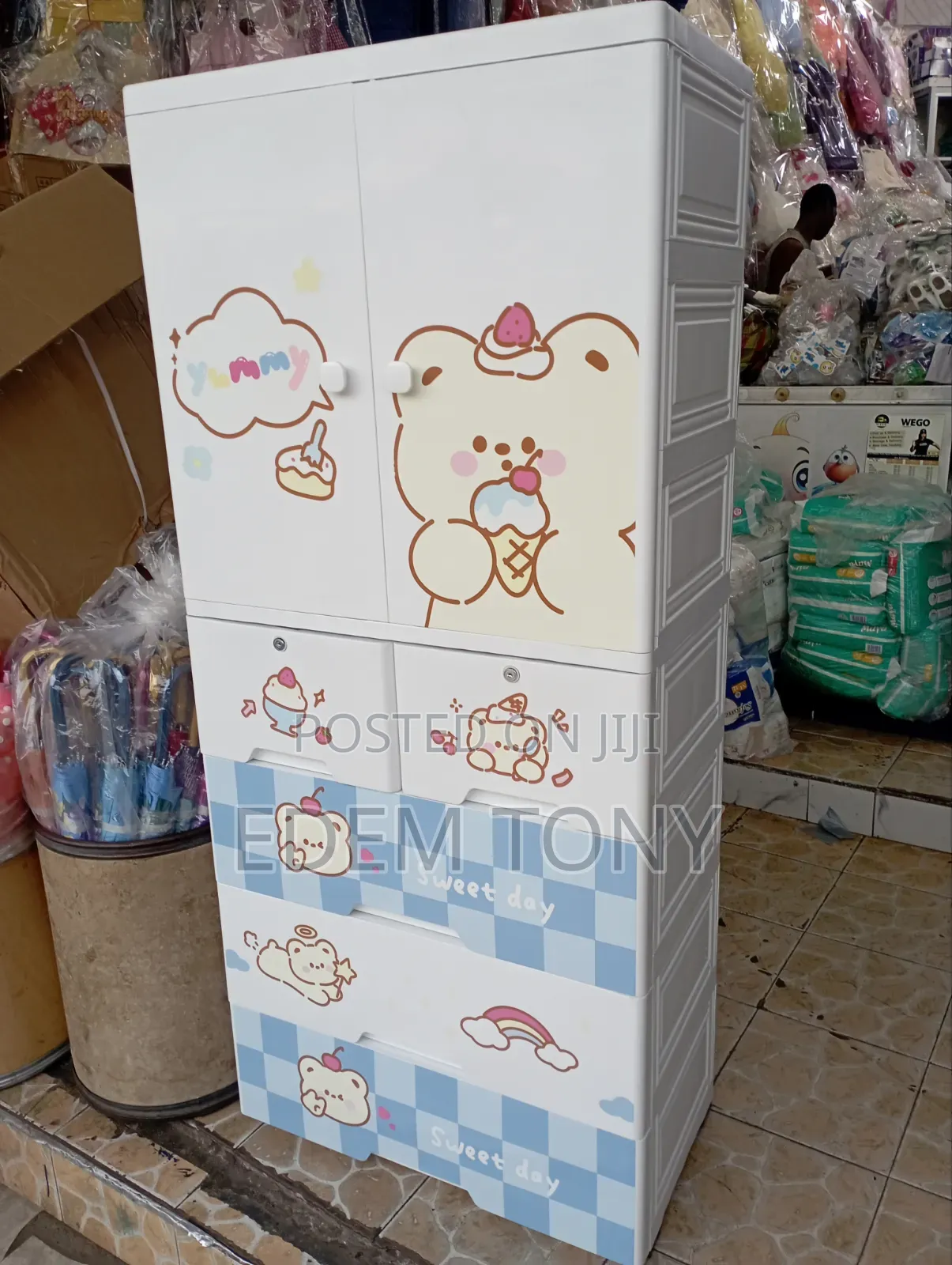 Multi-Tier Plastic Baby Kids Storage Cabinet