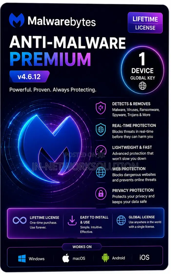 Malwarebytes Anti-Malware Premium V4.6.12 Lifetime 1 Device Global Key