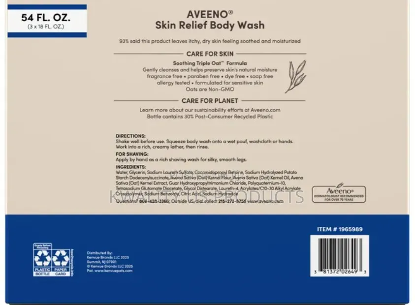 Aveeno Skin Relief Body Wash - 3 Pack (3x532ml)