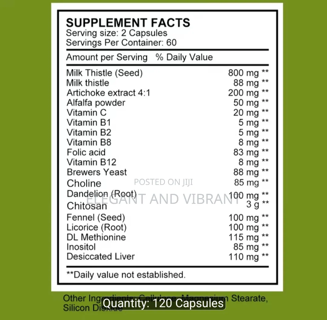 Liver and Cholesterol Cap With Milk Thistle,Dandelion, Artichoke Etc
