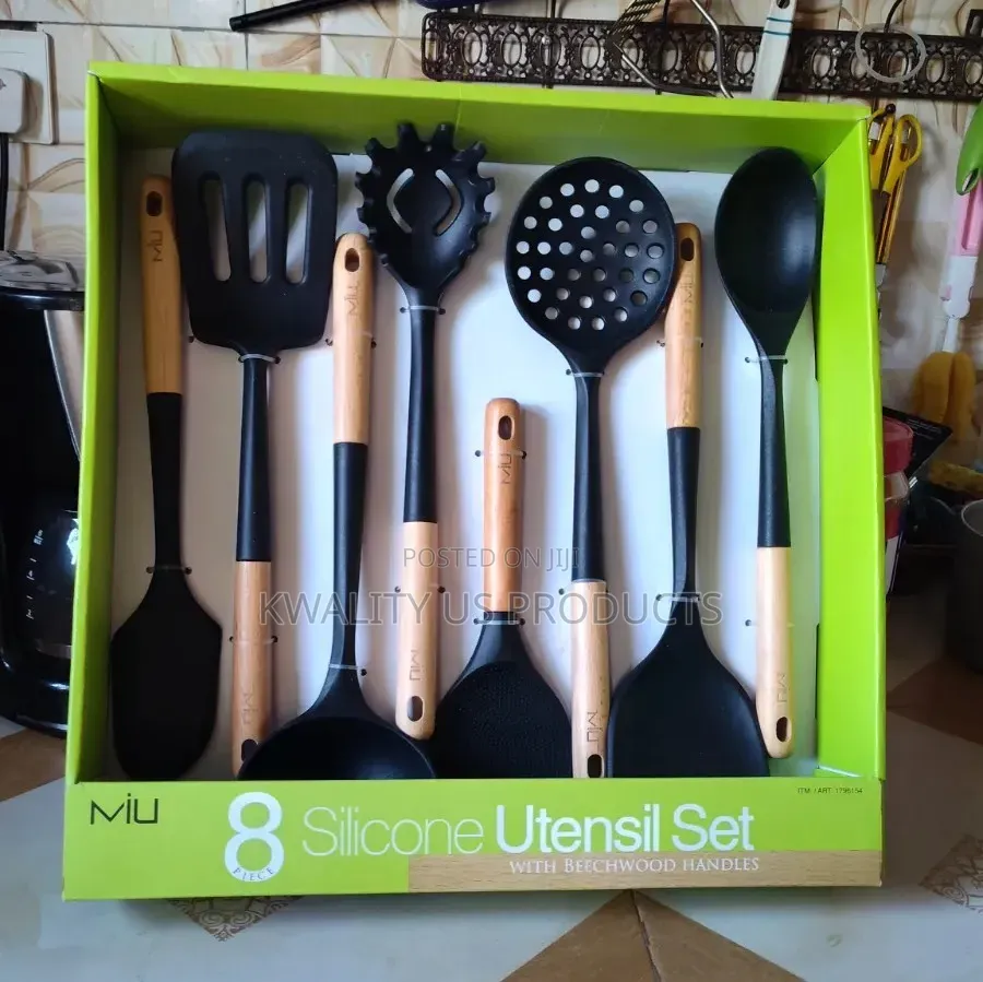 MIU Silicone Beechwood Utensil Set - 8 Set