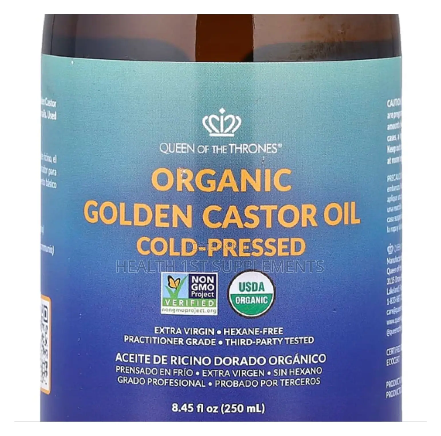 Queen of the Thrones, Organic Golden Castor Oil, Cold-Pressed, 250ml