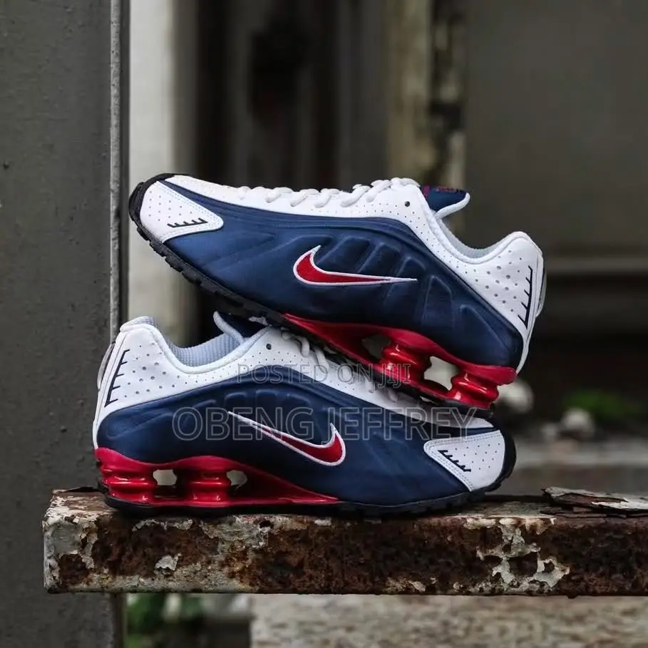 Original Nike Shox R4 Sleek Midnight Navy, White Upper