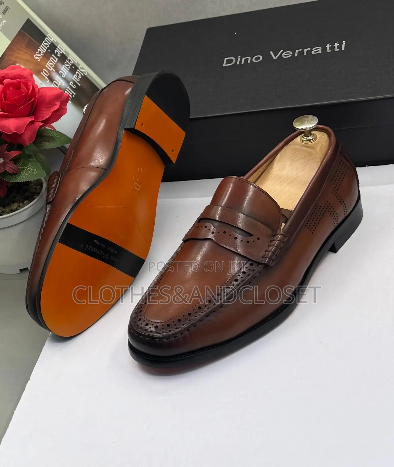 Dino Verratti Brown Leather Brogue Penny Loafers Witha Rich Tan Finish